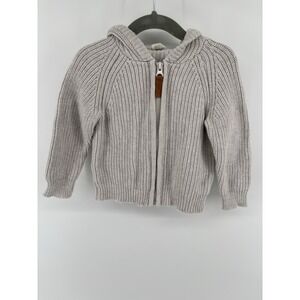 Goumi Kids Chunky Knit Hoodie Size 12-18 M 100% Organic Cotton Sweater